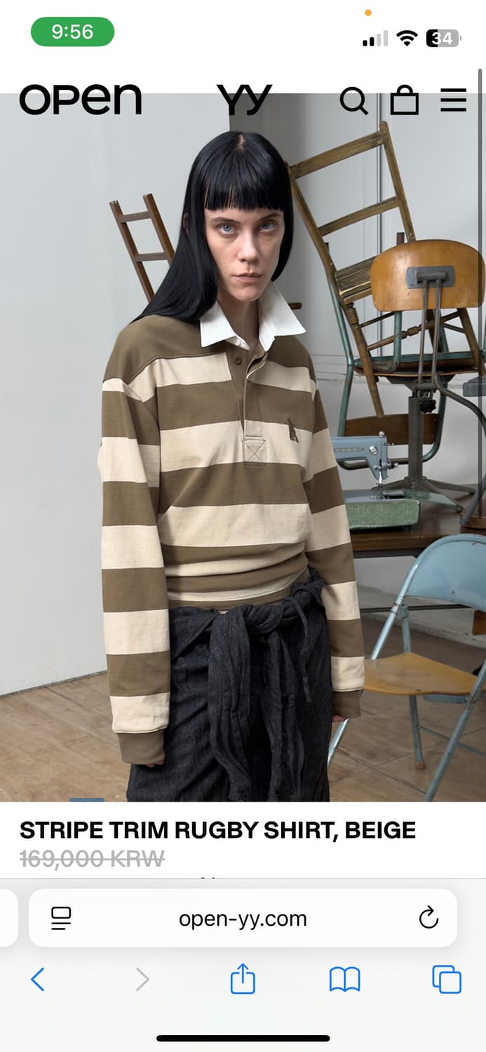 오픈와이와이 스트라이프 트림 럭비 셔츠 open yy 상품이미지1