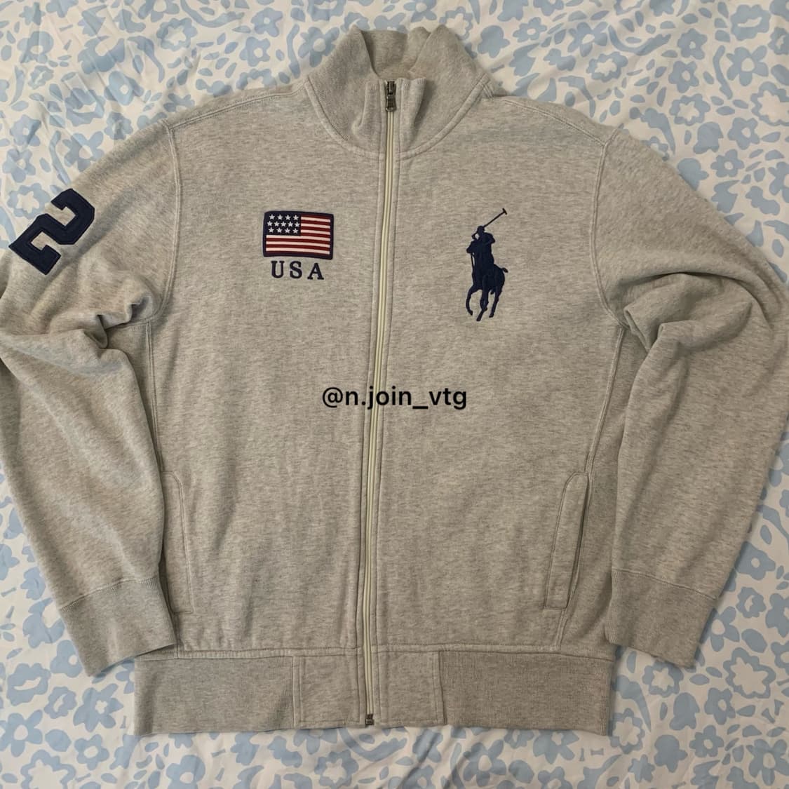 폴로 랄프로렌 빅포니 성조기 US 미국 그레이 코튼 면 져지 상품이미지1