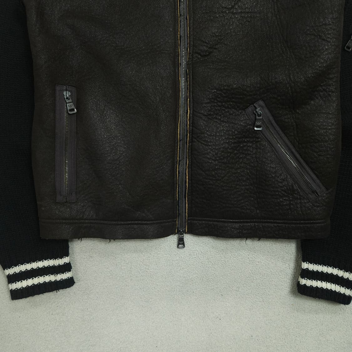 아르마니 레더 니트 집업 자켓 L 상품이미지5