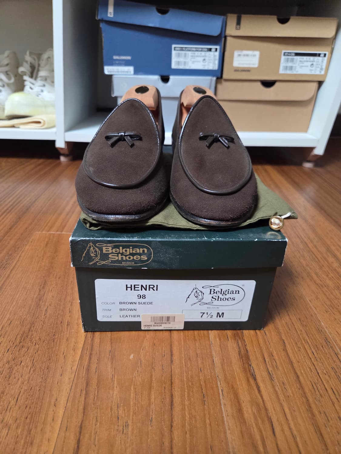 Belgian Shoes Henri 98 브라운 스웨이드 로퍼 상품이미지1