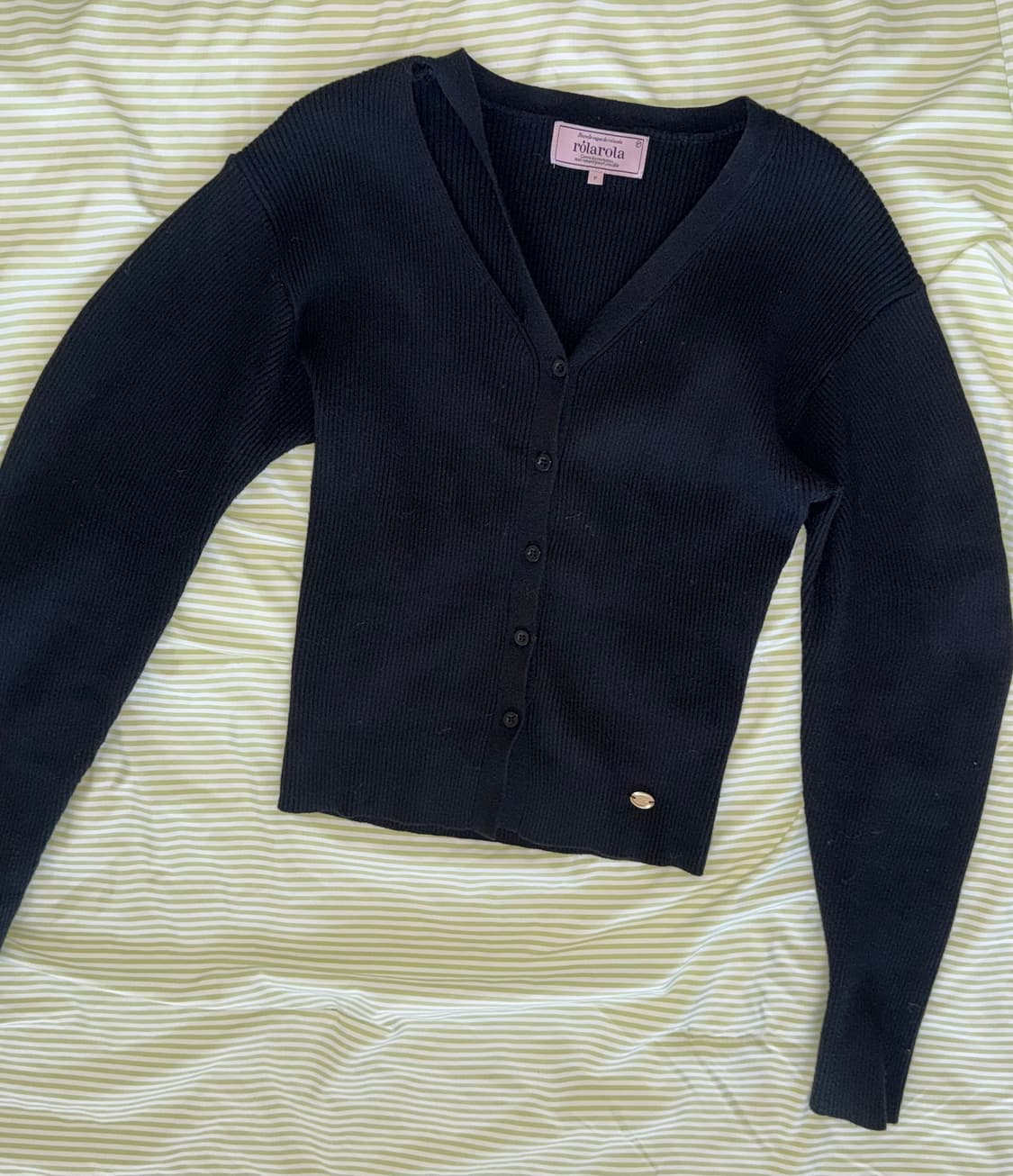 로라로라 블랙 골지 니트 가디건 F 상품이미지2