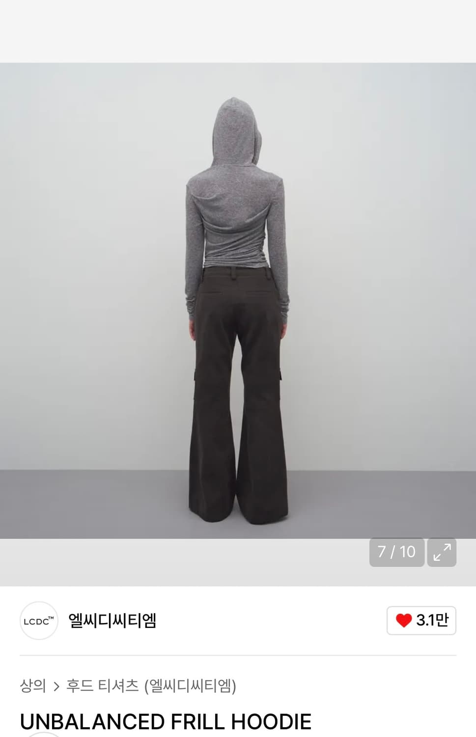 엘씨디씨티엠 lcdc tm 언발란스 프릴 후디 멜란지그레이 상품이미지3