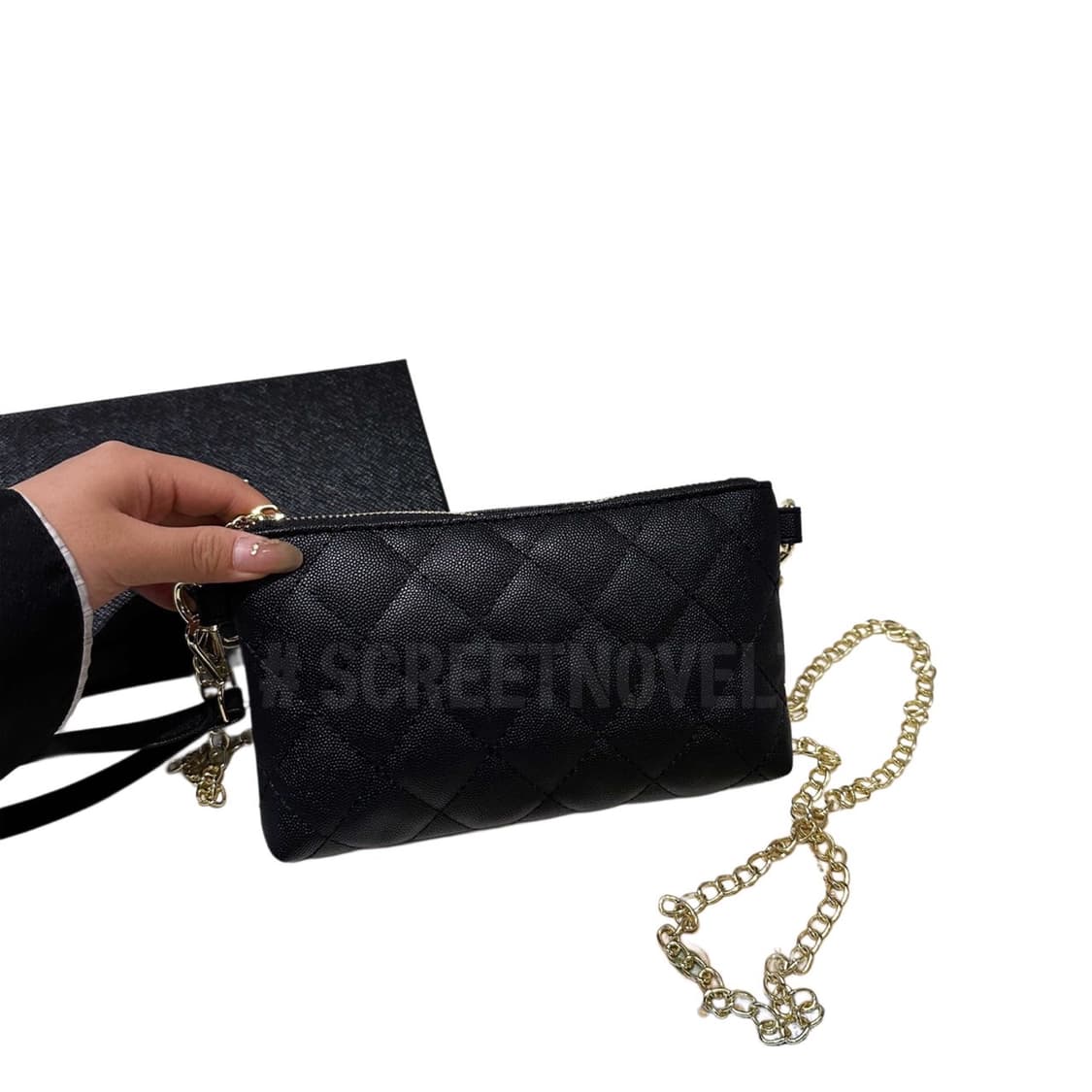 샤넬뷰티 캐비어 미니 체인 클러치 백 블랙 풀박스 상품이미지4