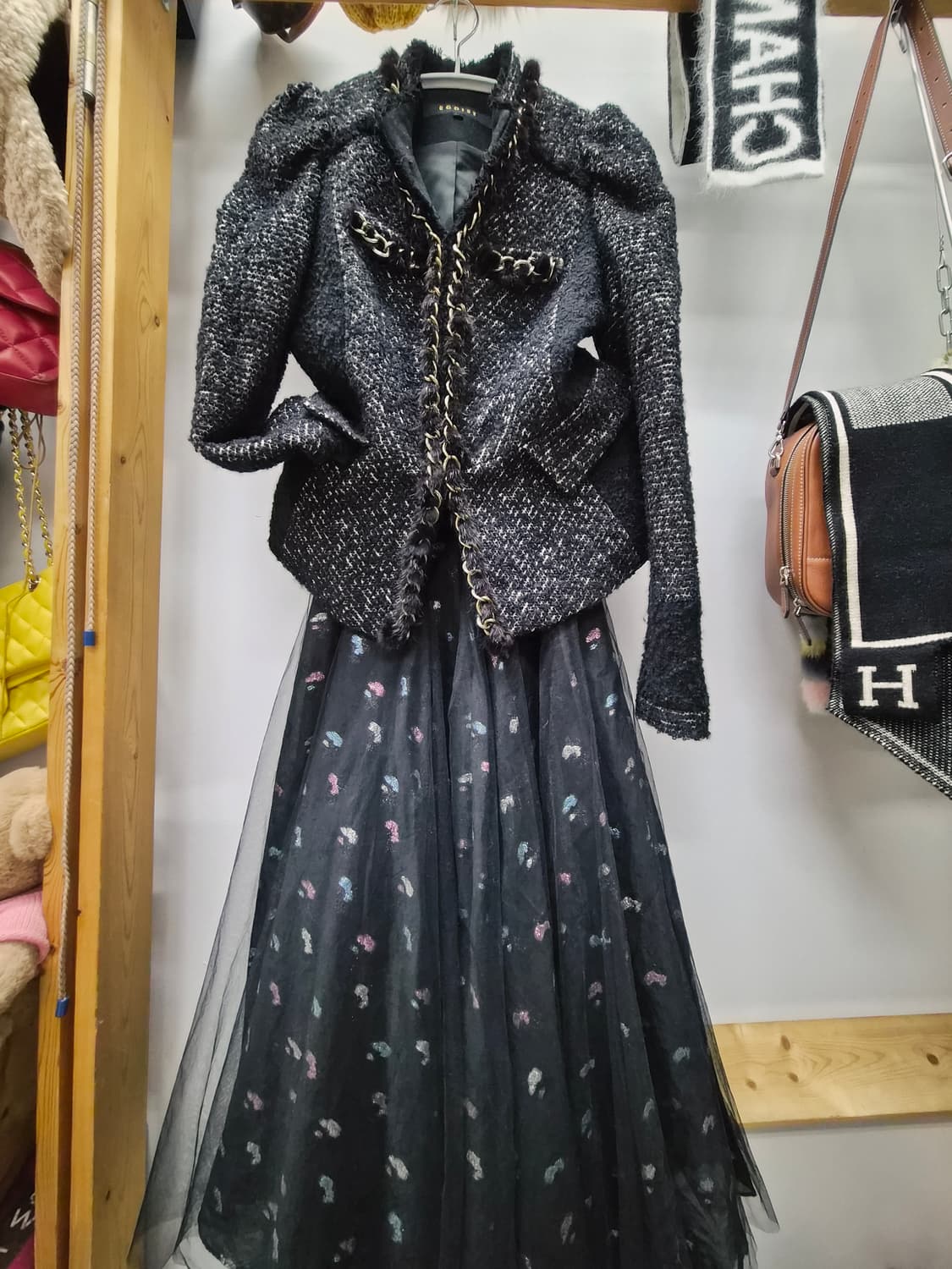 에고이스트 체인밍크 트위드자켓.레니본 샤 스커트 상품이미지1