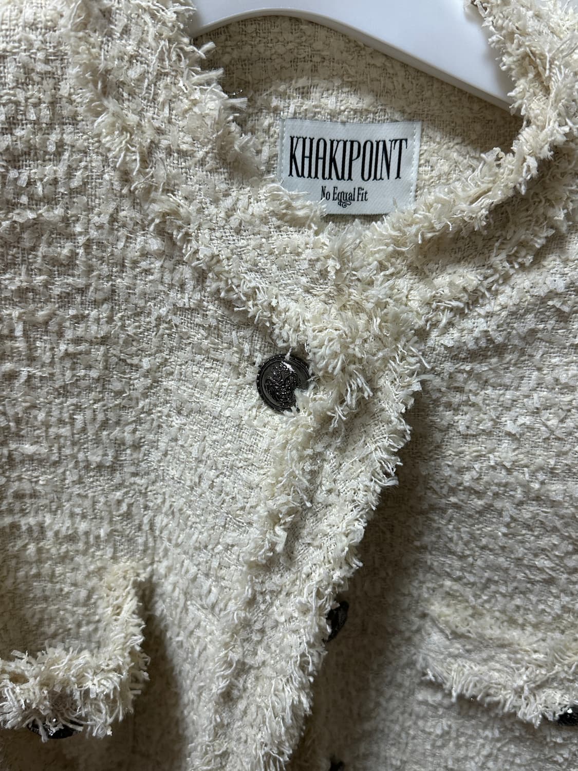 카키포인트 트위드 아이보리 롱버전 상품이미지6