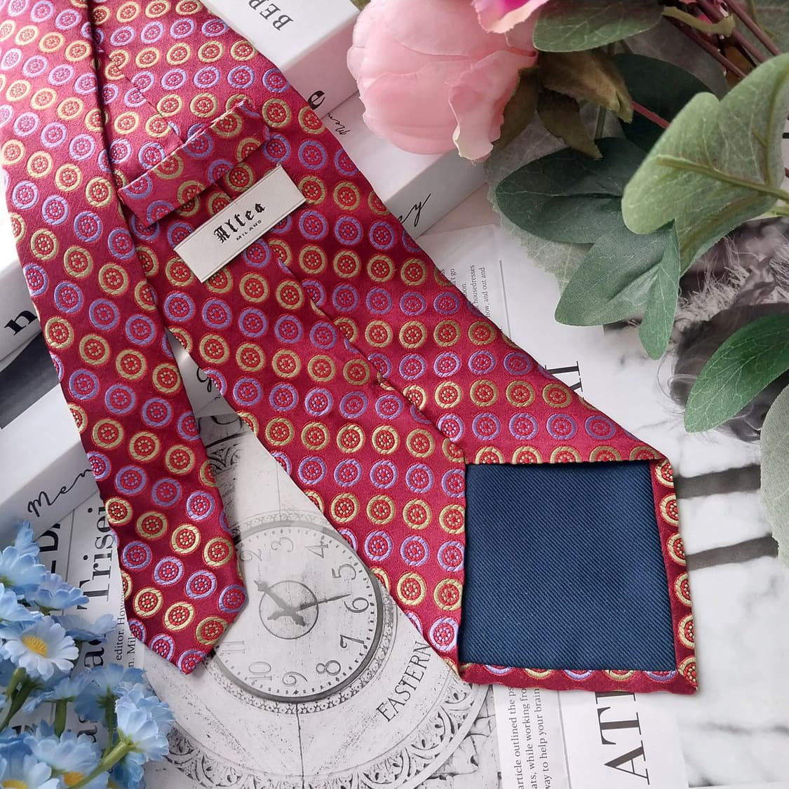 알테아 실크 와인 자카드 패턴 넥타이 9.5cm A+등급 K1437
 상품이미지6