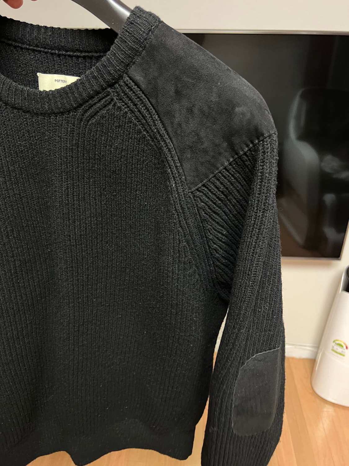 포터리 밀리터리 크루넥 니트 블랙-3사이즈 상품이미지6