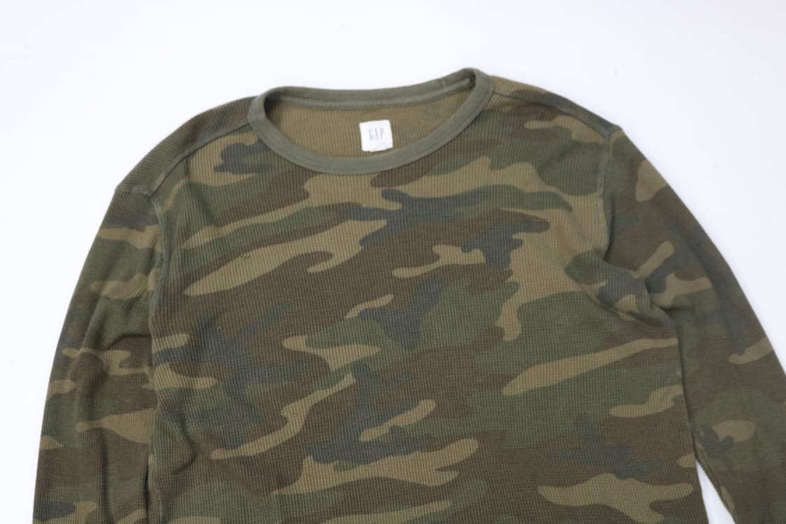 GAP 갭 빈티지 올리브 카모플라쥬 와플 긴팔 티셔츠 (S) 상품이미지3
