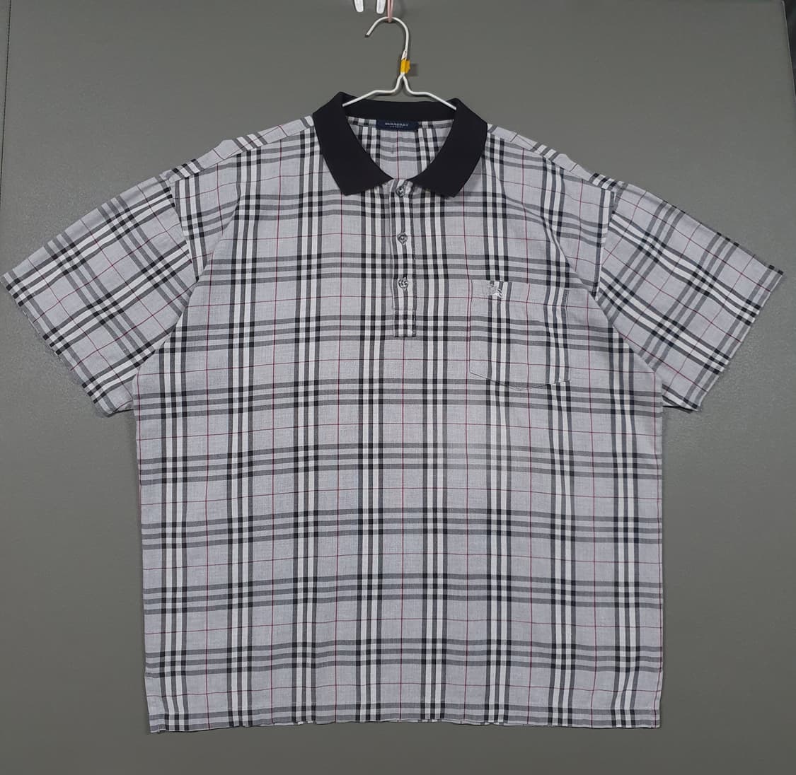 2XL) 버버리 런던 크레스트 노바 체크 반팔 카라티 폴로 셔츠 그레이 상품이미지1