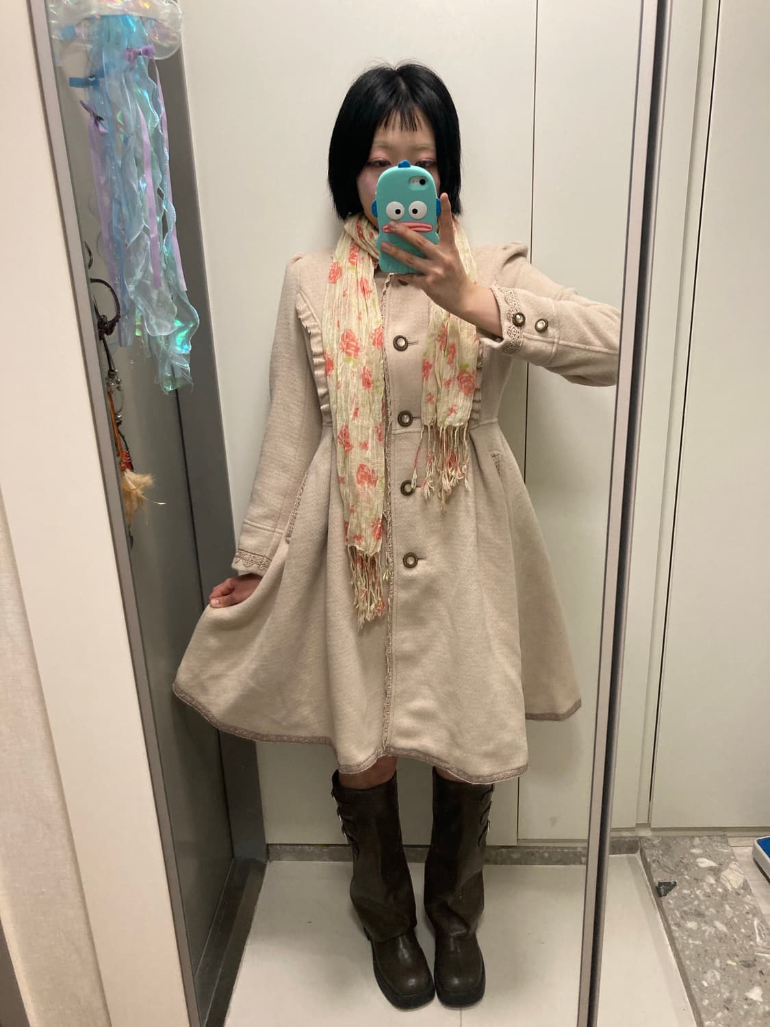 오네갸루 화이트갸루 산리오 엑시즈팜 코트 머플러 코디 세트 상품이미지2