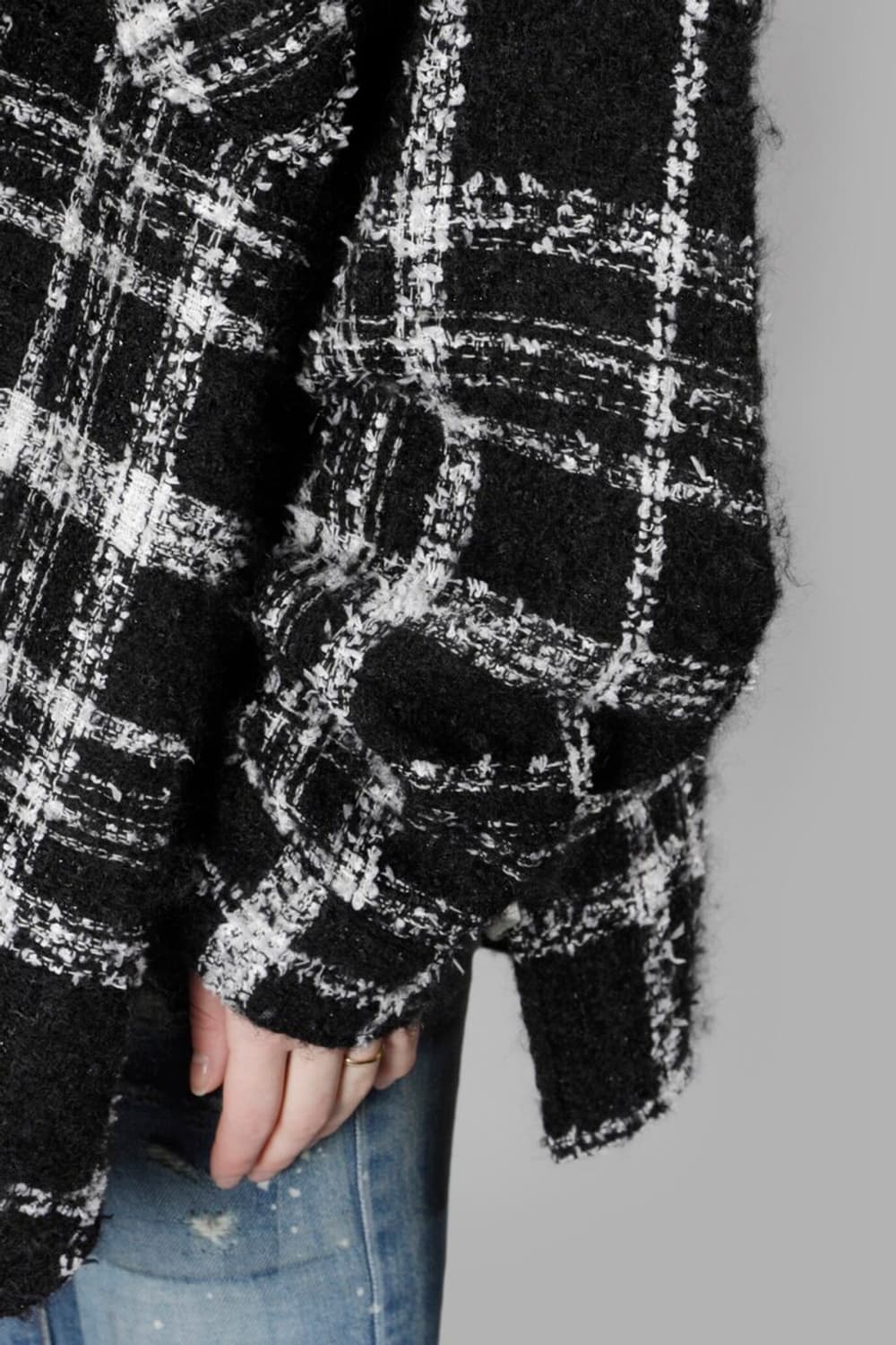 페이스커넥션 트위드 셔츠 검흰 L사이즈 판매 상품이미지8