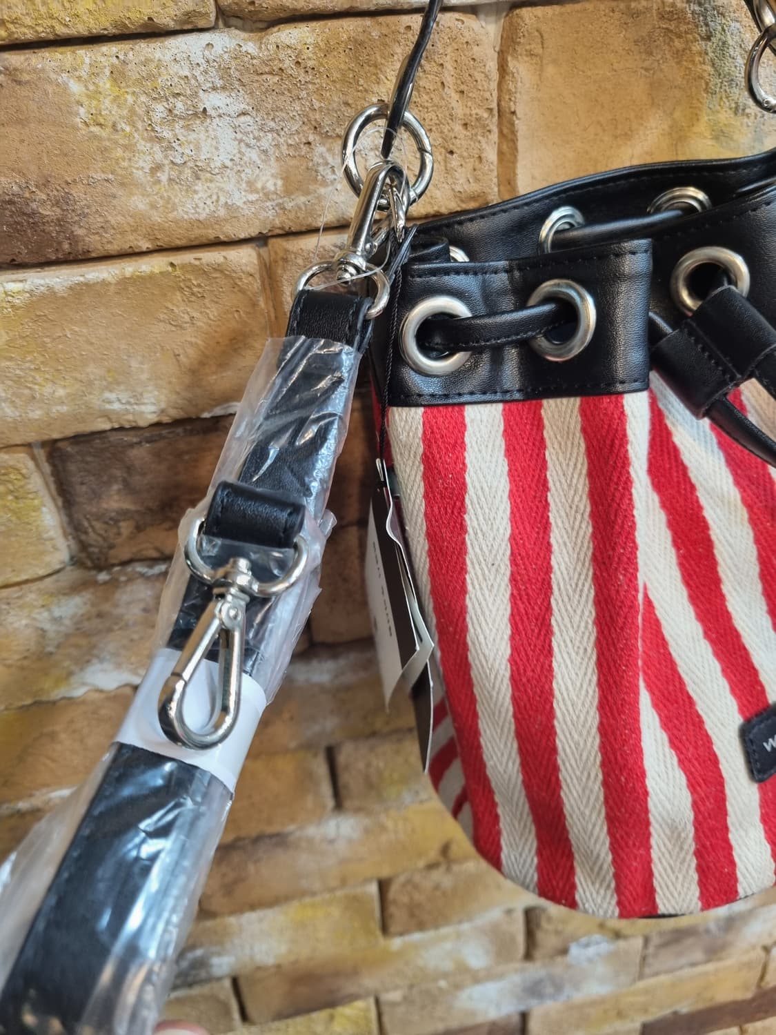 새상품)W.ANGLE 스트라이프 버킷백 상품이미지3