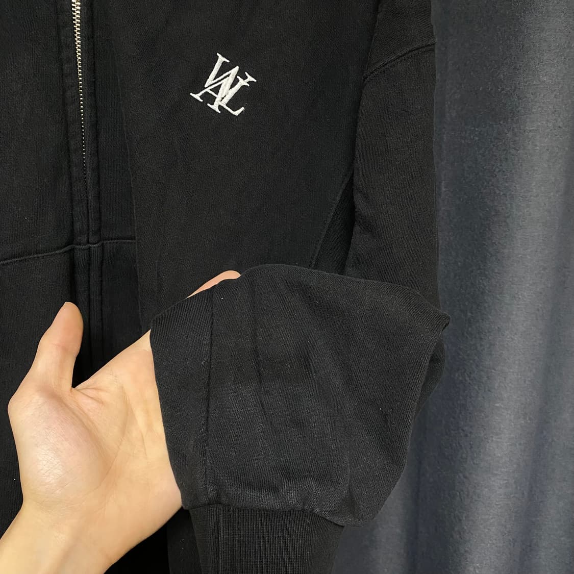 우알롱 로고 후드집업 블랙 S 상품이미지3