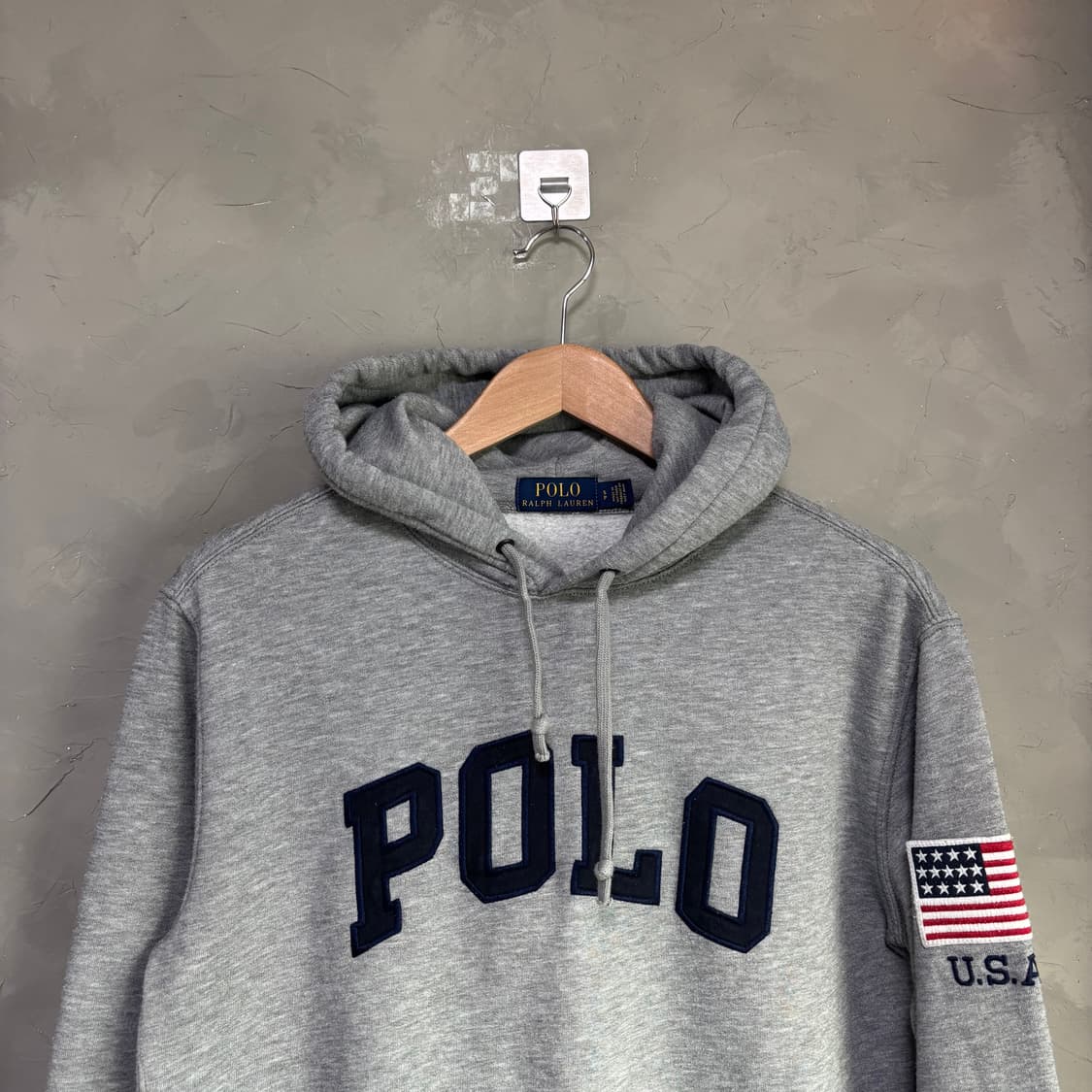 폴로 랄프로렌 빅로고 성조기 후드티 그레이 상품이미지2