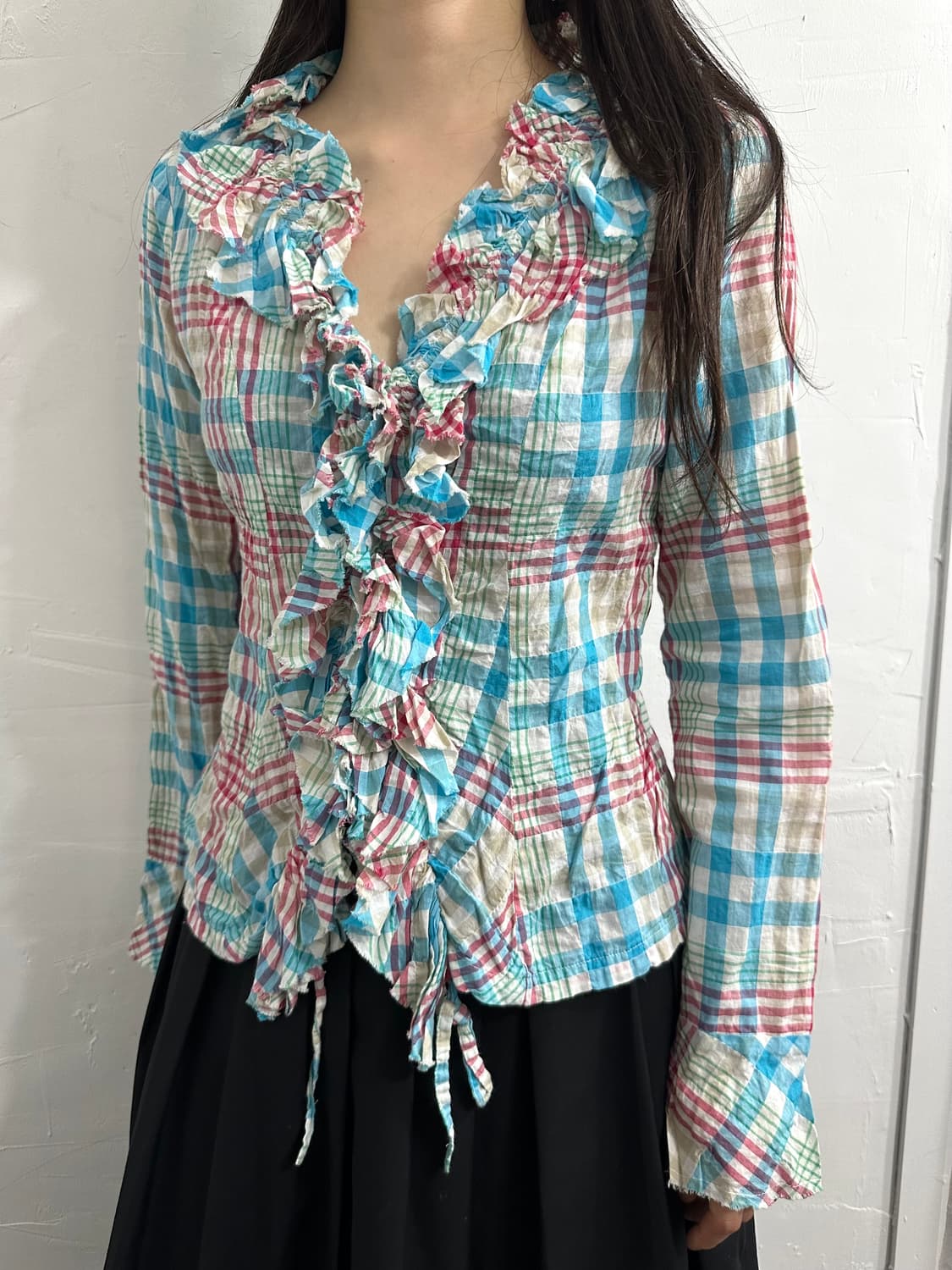 anvalides check frill shirt 상품이미지1