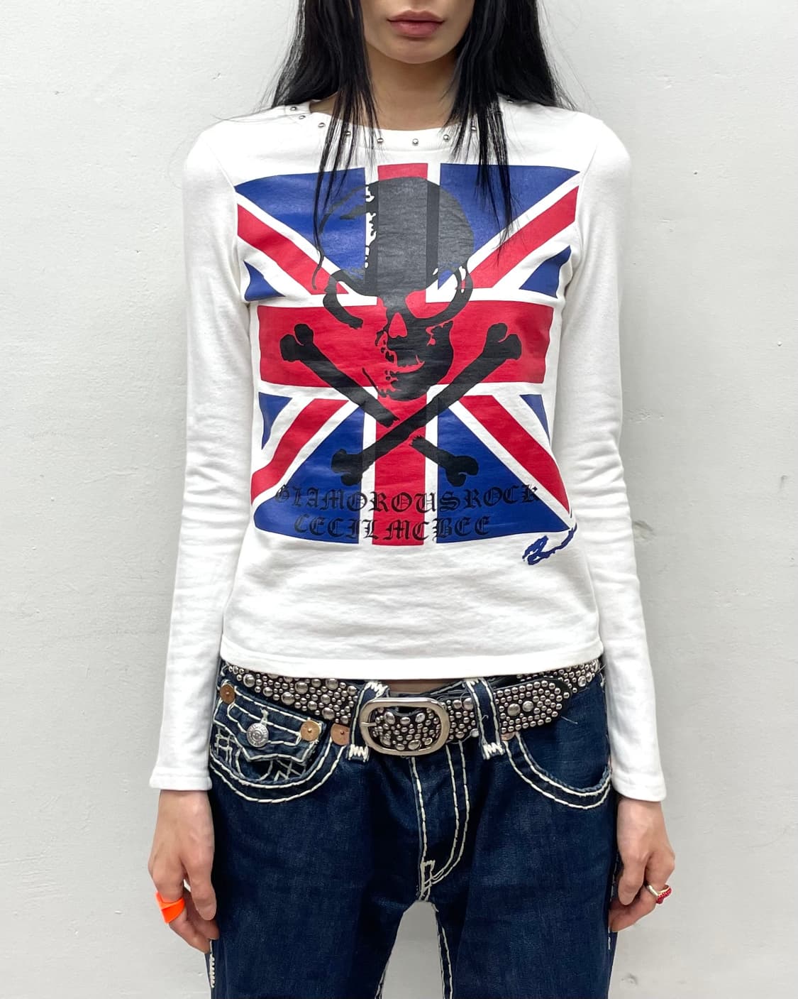 Skeleton Big American Flag Stud Long Sle 상품이미지2