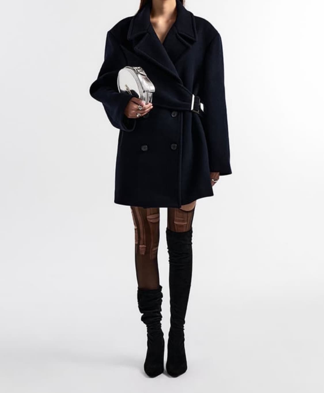 SIDE-BELT HALF COAT NAVY 상품이미지3