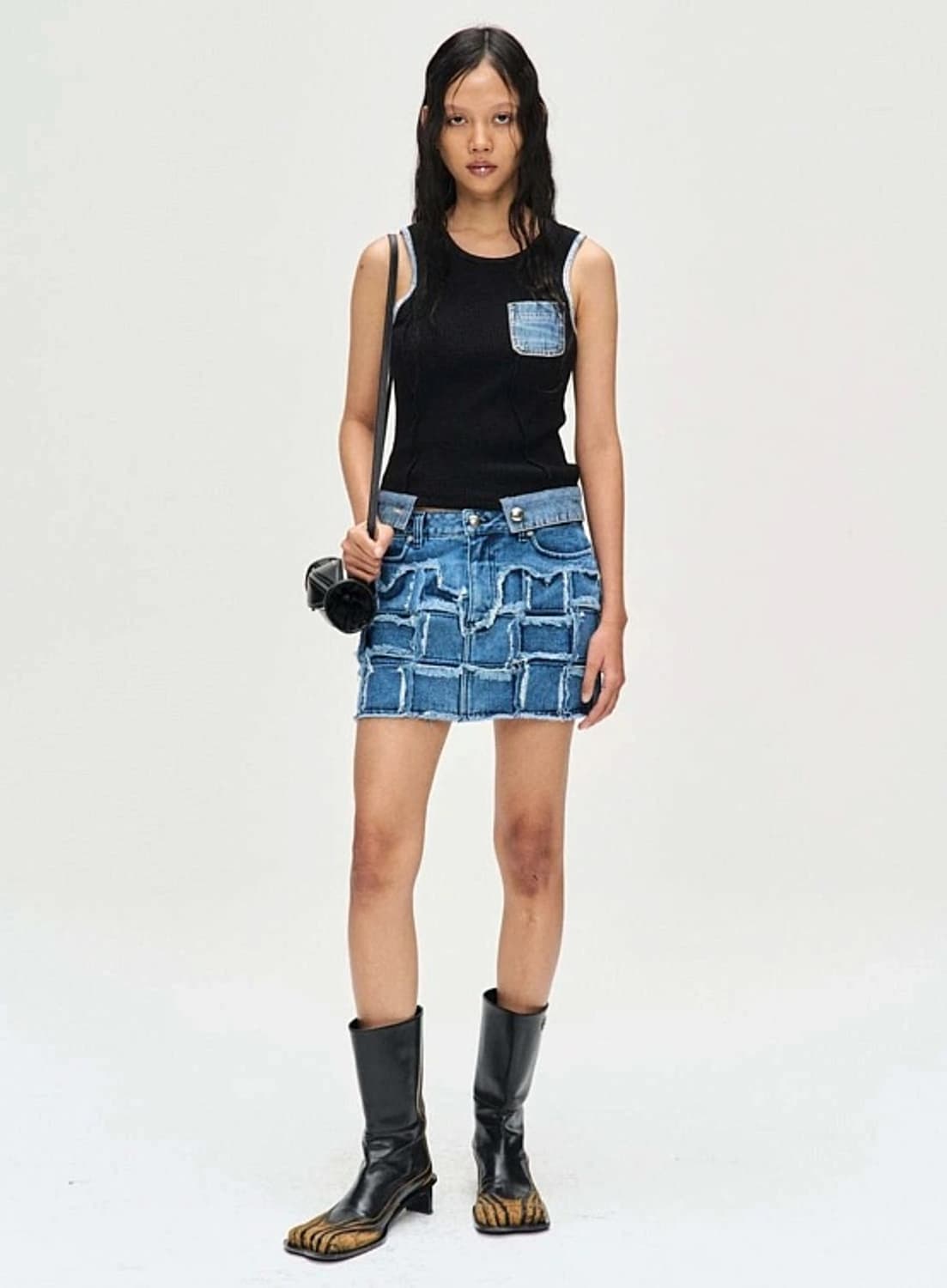 Waffle denim sleeveless 상품이미지2