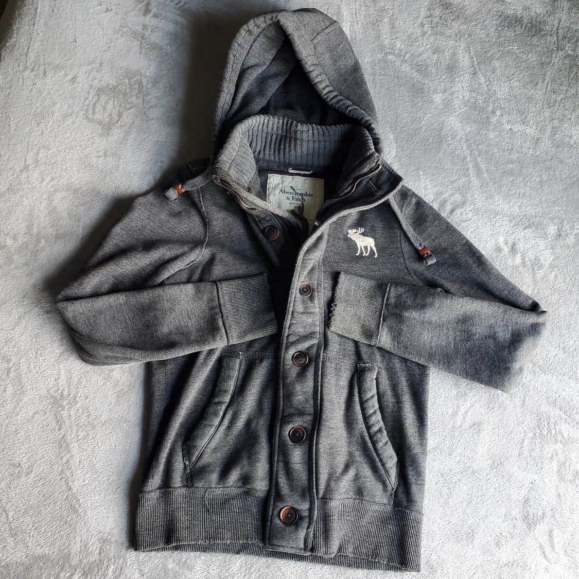 아베크롬비 앤 피치 빈티지 사슴 자수 버튼 후드 집업 상품이미지1