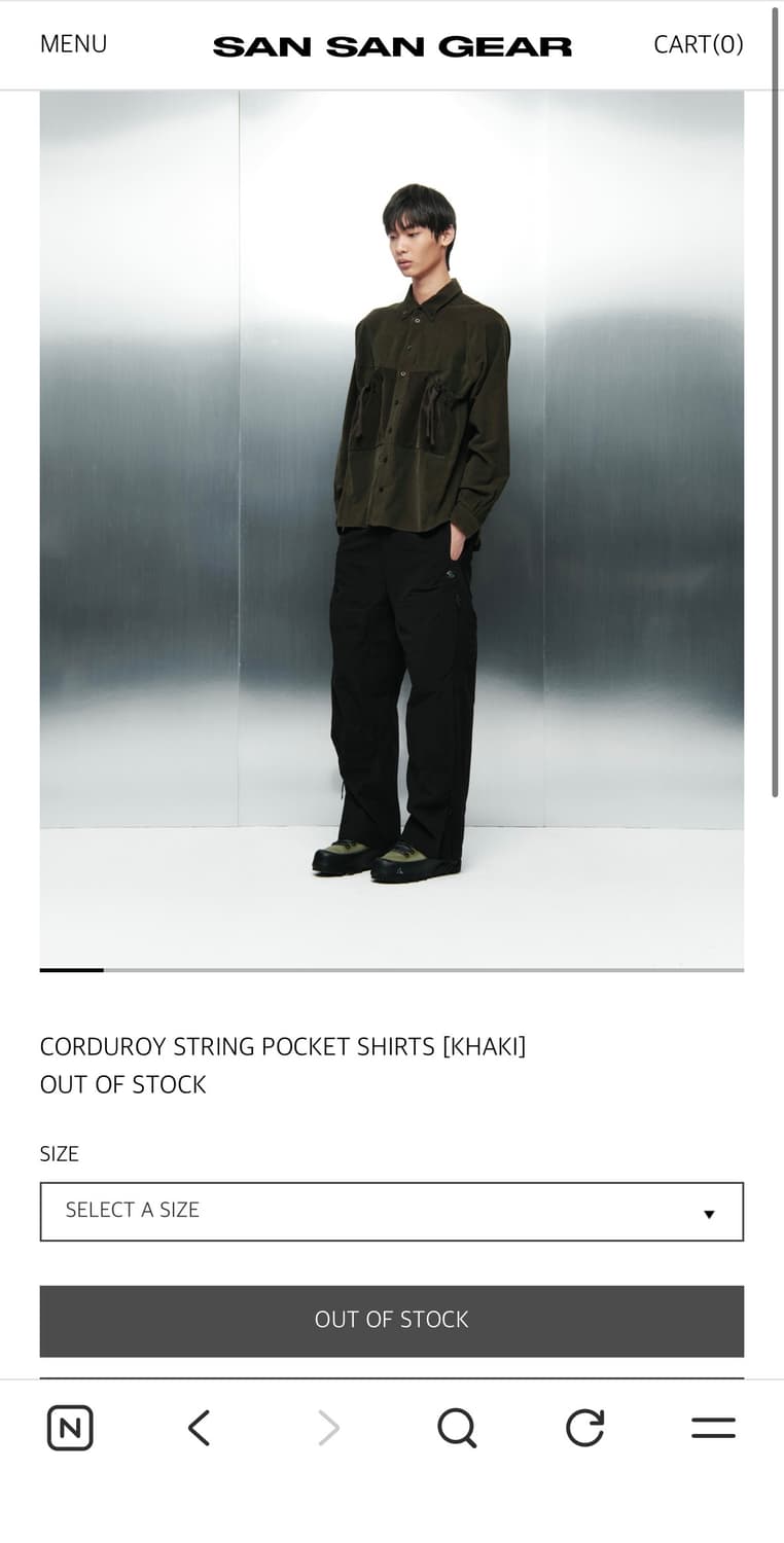 산산기어 CORDUROY STRING POCKET SHIRTS 카키 상품이미지1