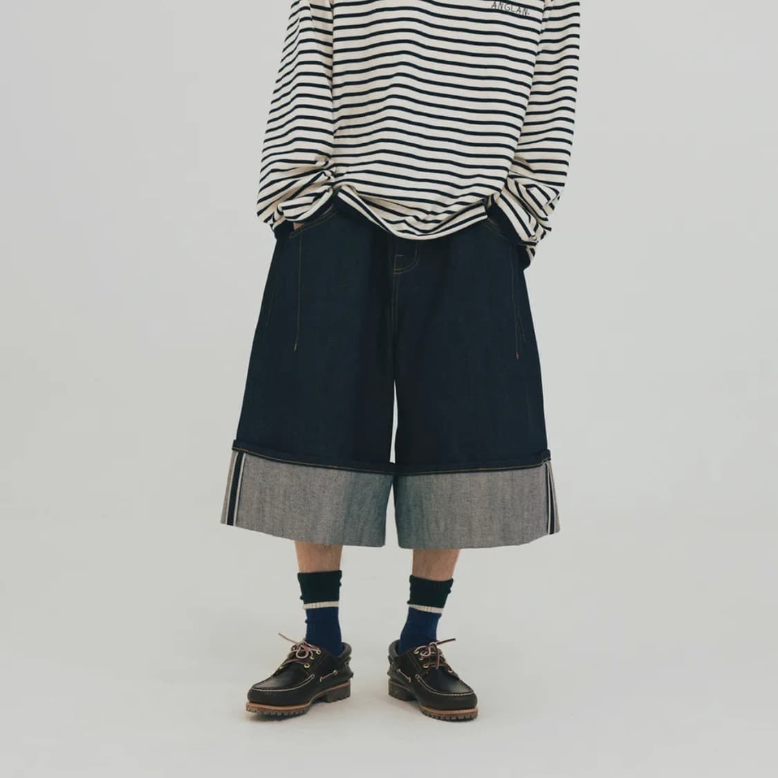 앵글런 turn up selvedge denim half pants  상품이미지3