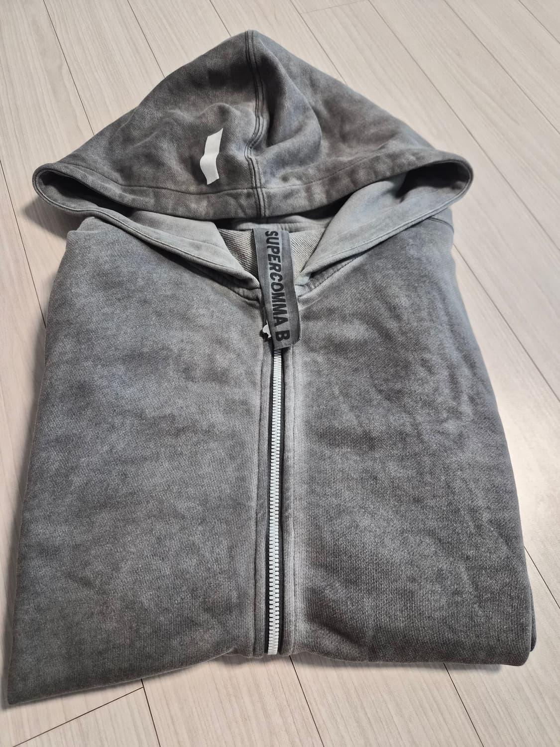 슈퍼콤마비 피그먼트워싱 루즈핏 스웻 후드집업 정품 상품이미지5