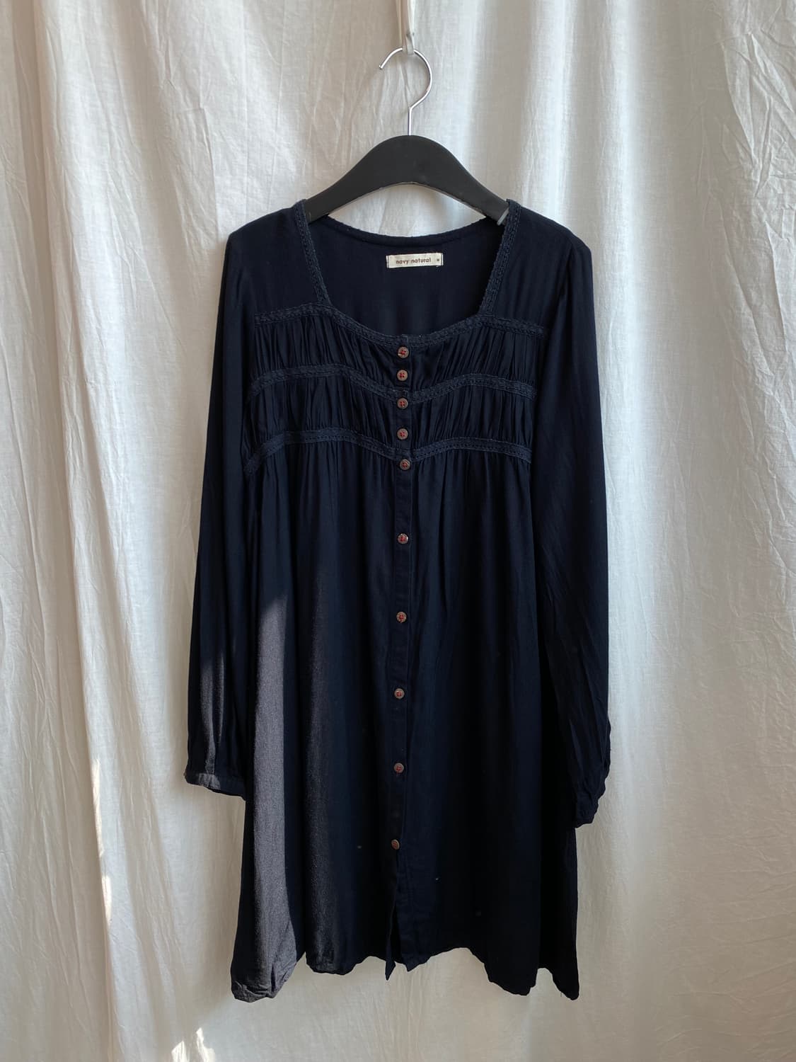 네이비 스퀘어넥 롱블라우스(M) 상품이미지3