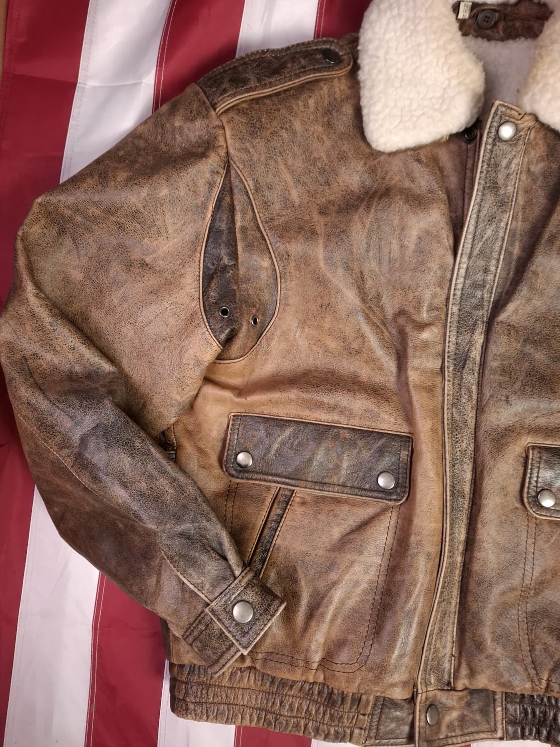 80's 국내산 일본수출용 리얼레더 밀리터리 항공자켓 상품이미지7