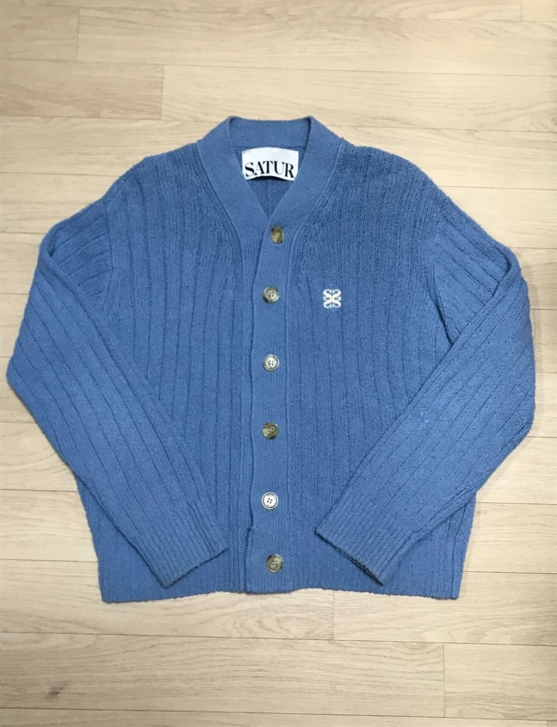 [L] 세터 가디건 에메랄드 블루 상품이미지1