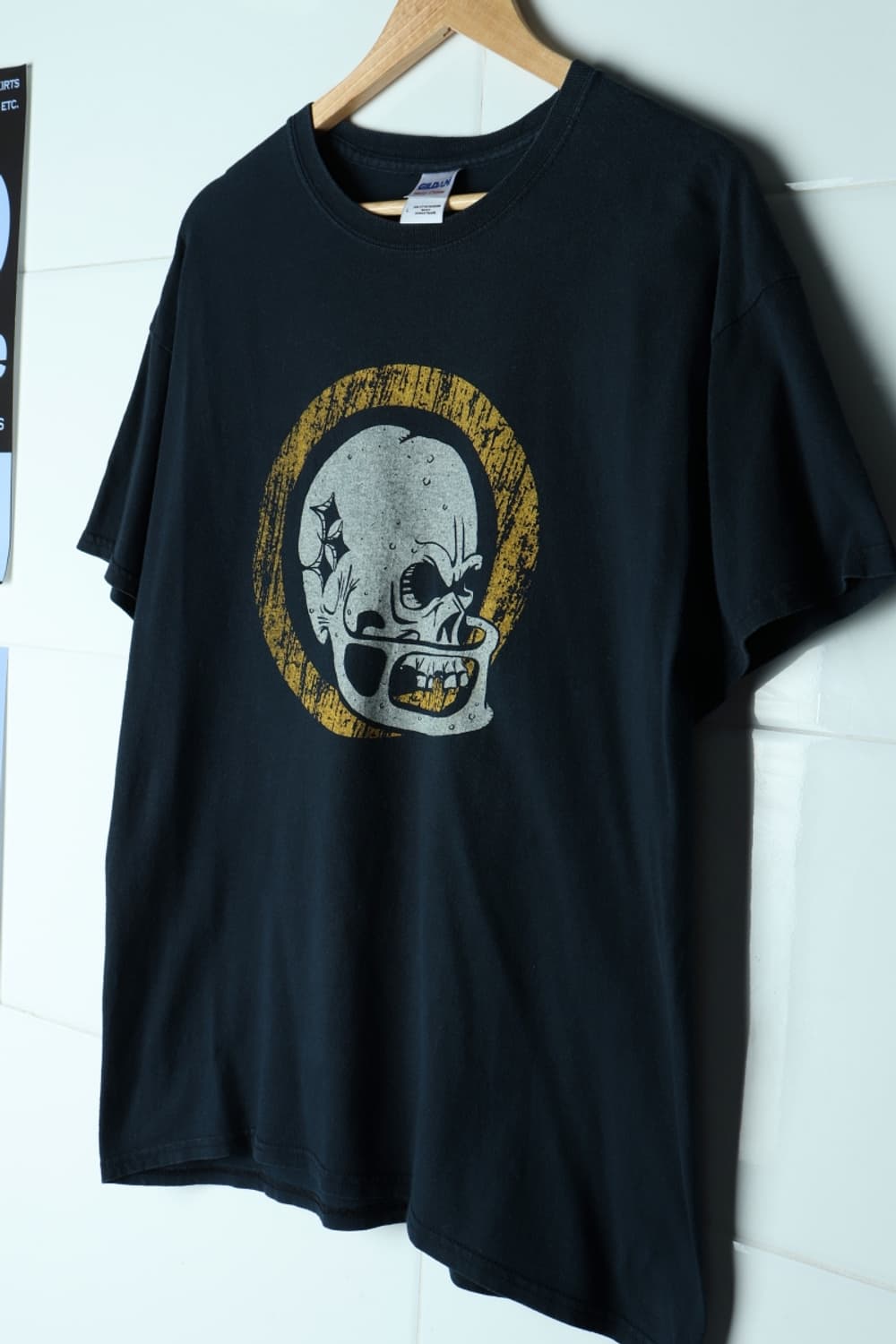 (L-XL) 길단 반팔 티셔츠 00년대 USA 블랙 스컬-H33318 상품이미지1