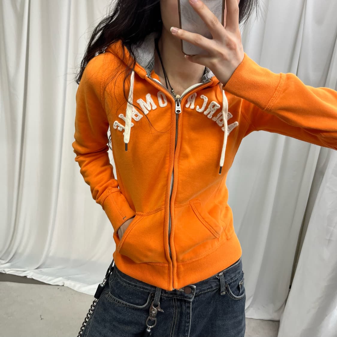 Abercrombie orange hood zip-up 상품이미지4