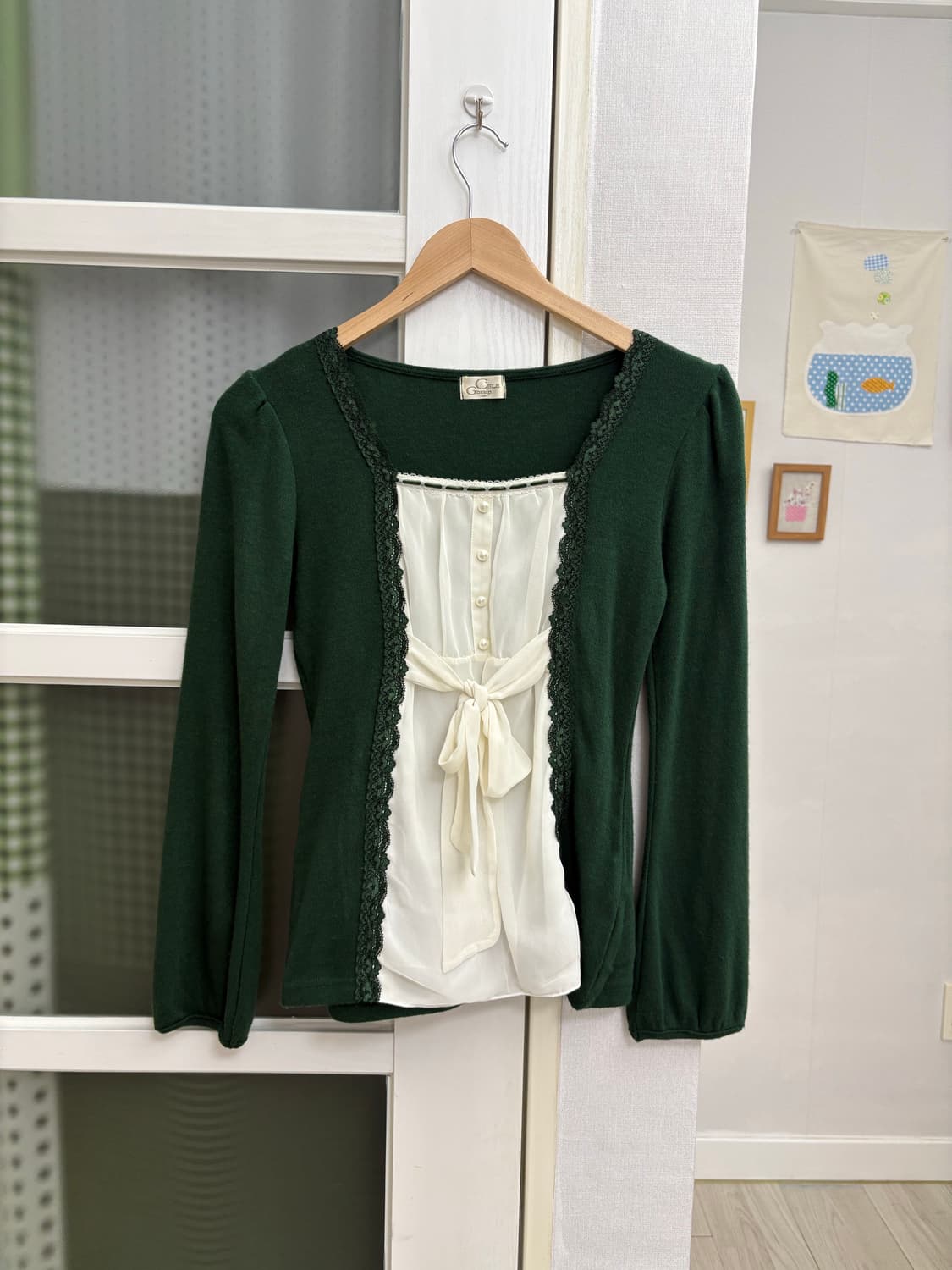 그린 레이어드 니트 블라우스 상품이미지5