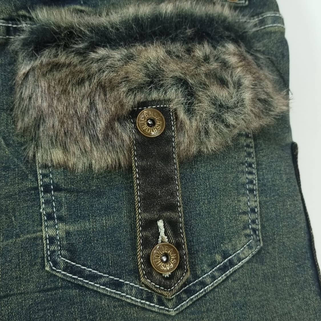 [일본빈티지] Y2K 사이드 레이스 퍼 데님 미니스커트 M18358 상품이미지4