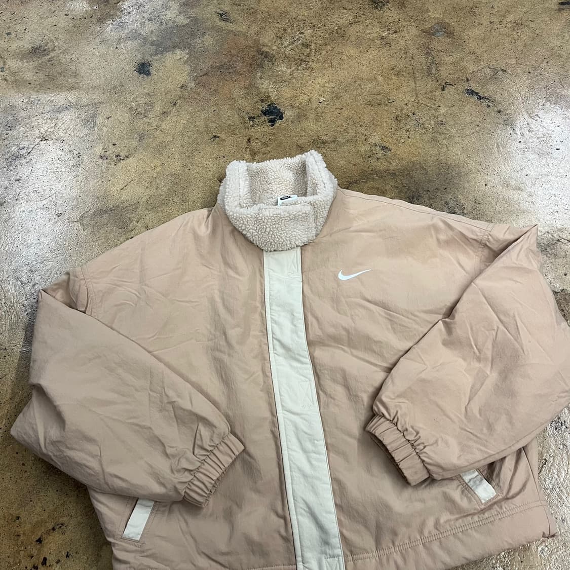 [정품/L] 나이키 뽀글이 카라 웜업 자켓 베이지 b16 상품이미지1