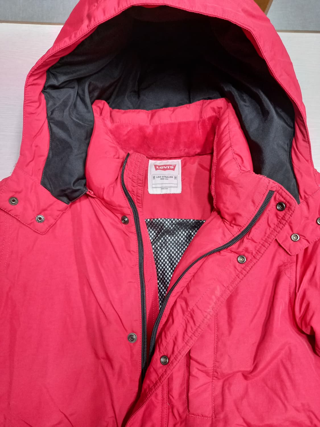 M90 리바이스 여성용 덕다운 하프패딩 레드 M-978 상품이미지4