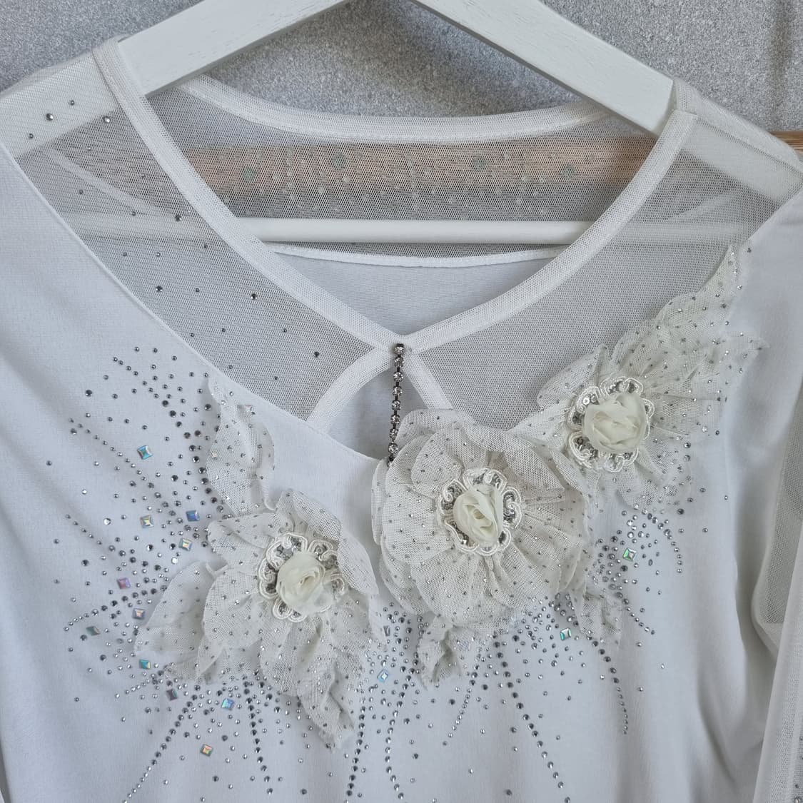 JPN Glitter Bloom Mesh Top 상품이미지2