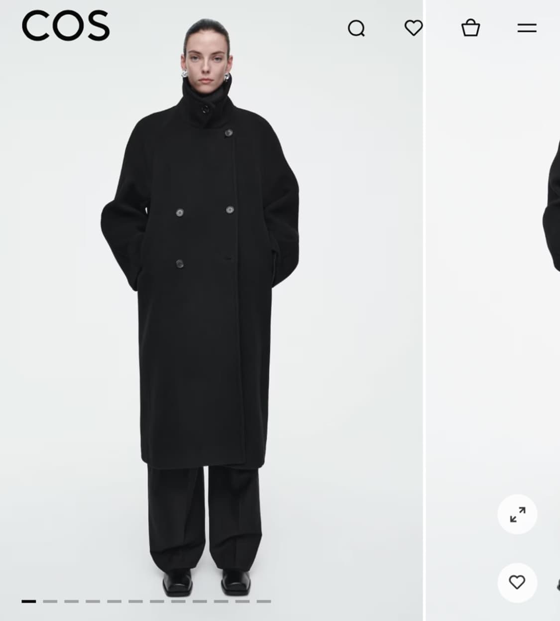 코스 오버사이즈드 더블 브레스드 울 코트 상품이미지2