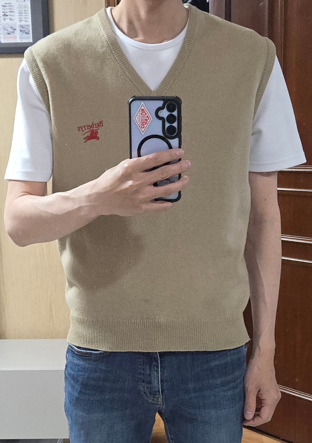 (착샷) 버버리 니트 베스트 조끼 기마로고 상품이미지8