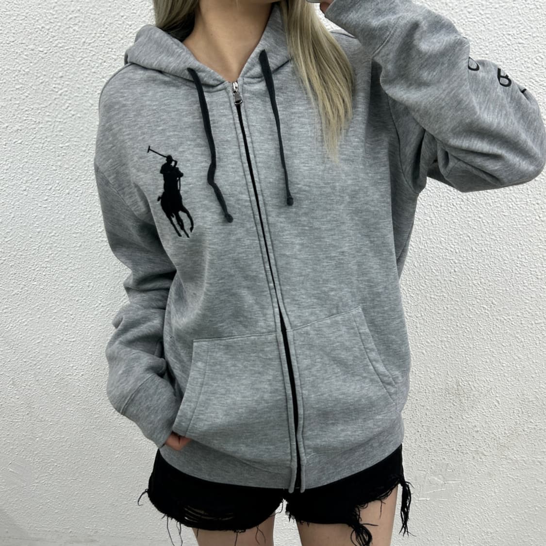 폴로 랄프로렌 블랙 빅포니 그레이 후드집업 M 상품이미지1