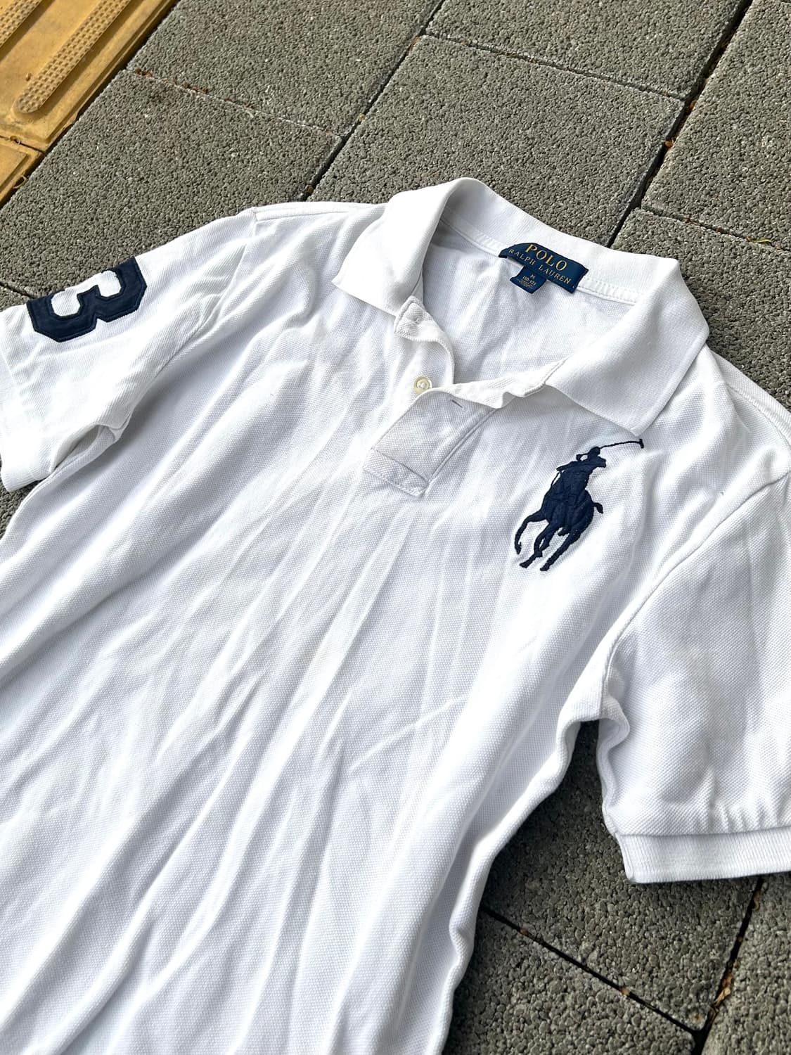 *Rare* 2000s 폴로 화이트 빅포니 카라 반팔티 상품이미지2