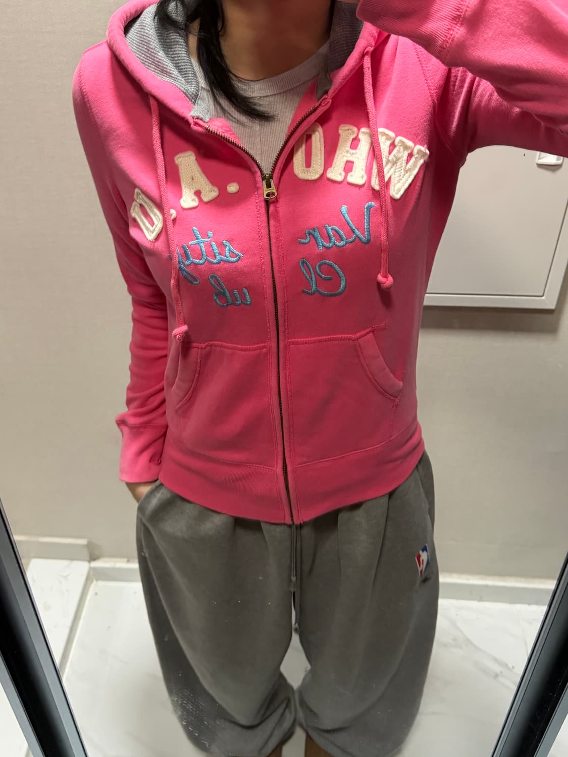 후아유 핑크 후드집업 s 상품이미지1