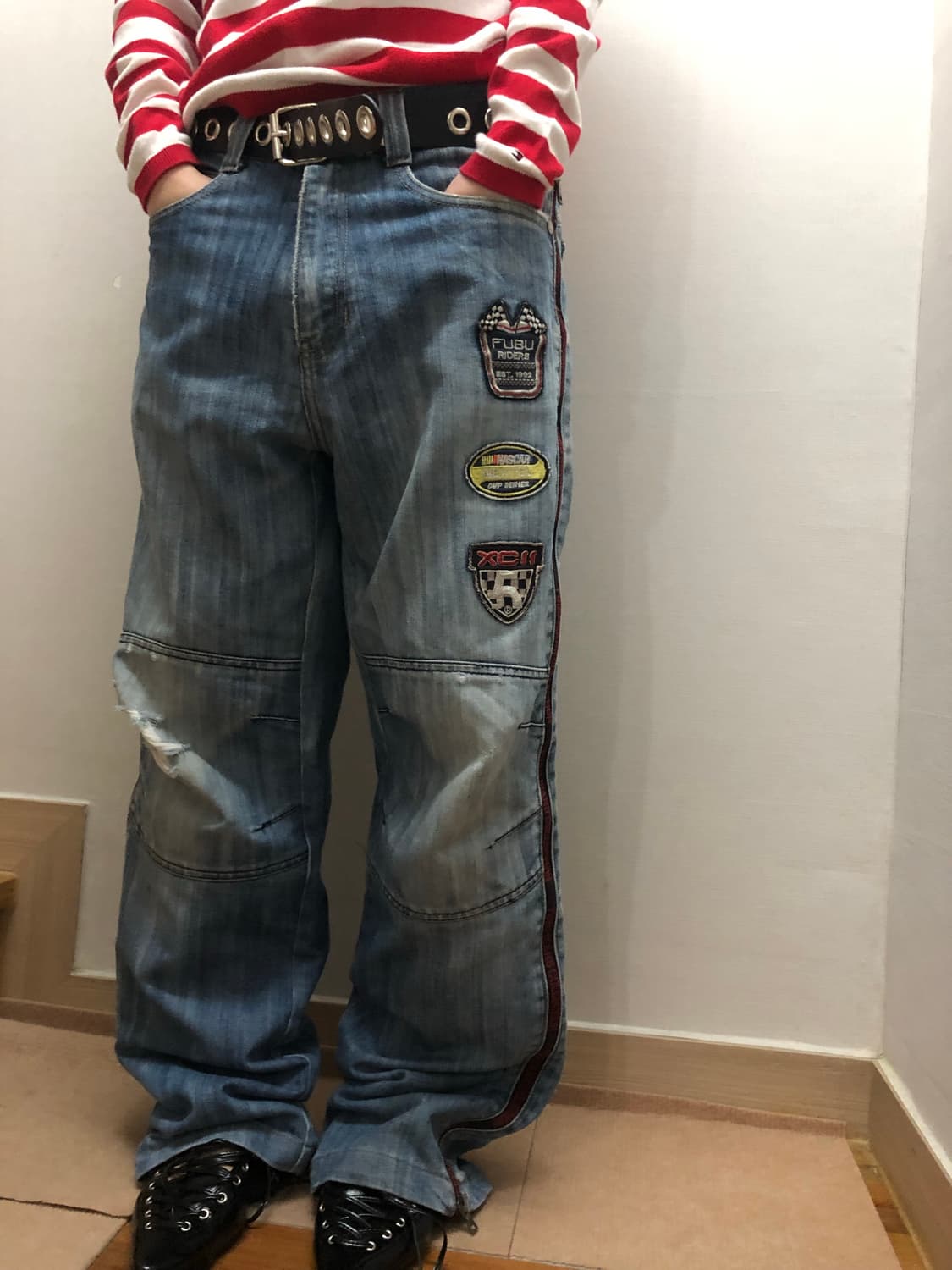 빈티지 푸부 데님 패치 팬츠 상품이미지2