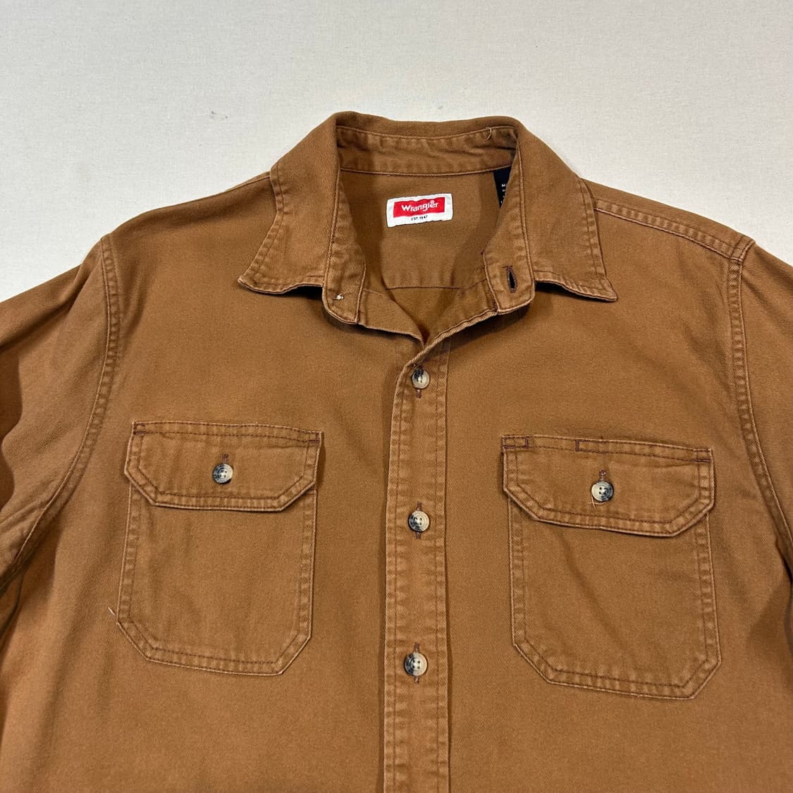M) Wrangler 랭글러 투포켓 워크웨어 코튼 셔츠 브라운 상품이미지4