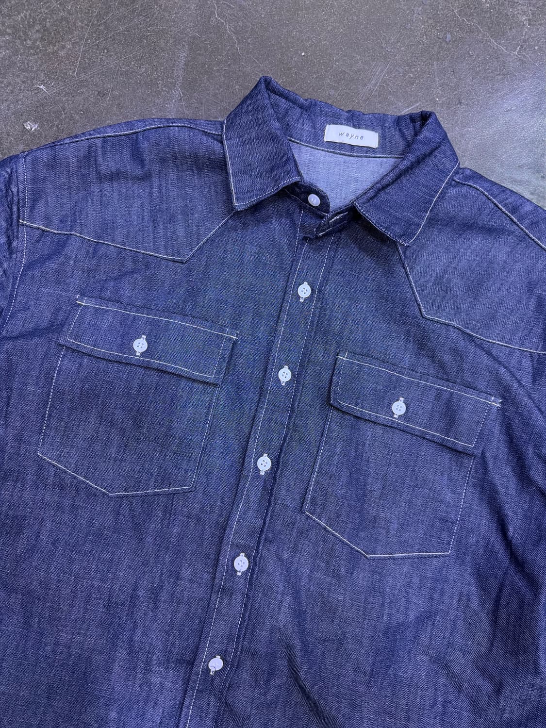 wayne 웨스턴 논페이드 반팔 데님셔츠 F 상품이미지3