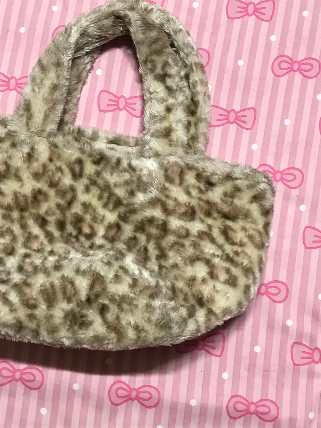 Rootote 핑크 레오파드 퍼 토트백 갸루가방  상품이미지2