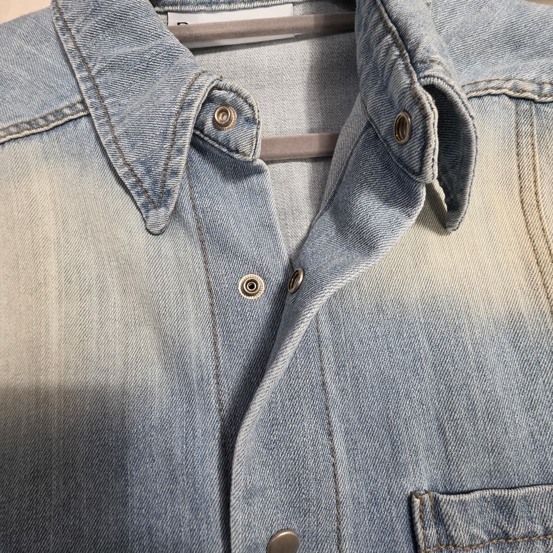 0170 데님리서치랩 빈티지 워싱 데님 반팔 셔츠 (M) 상품이미지6