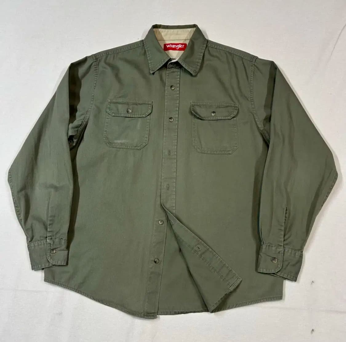 M) Wrangler 랭글러 투포켓 워크웨어 코튼 셔츠 올리브 상품이미지1