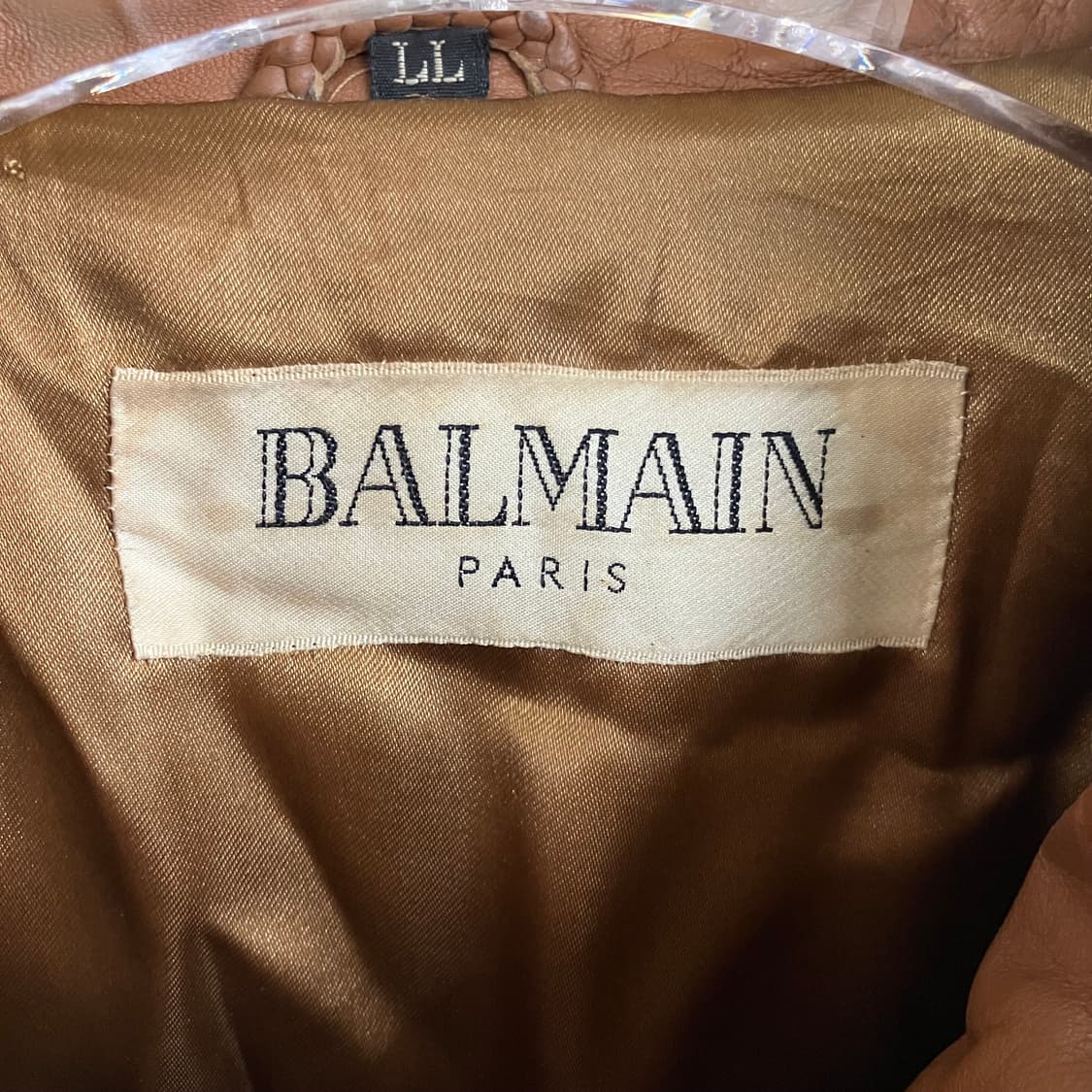 발망 브라운 양가죽 울 배색 하이넥 자켓 XL 상품이미지3