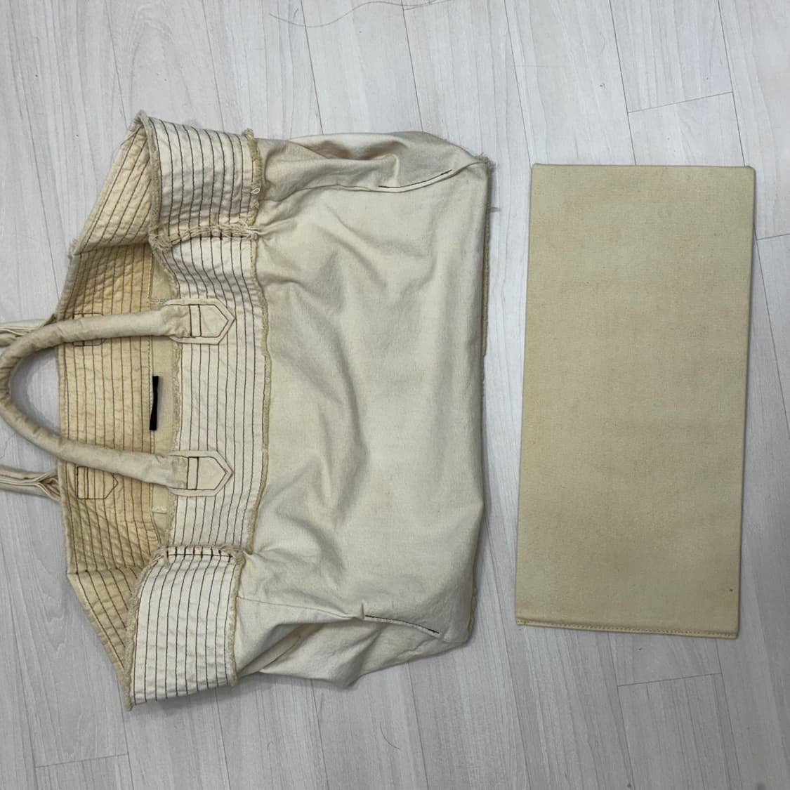 05SS) 꼼데가르송 트리코 브라운 스티치 캔버스 토트백 상품이미지4