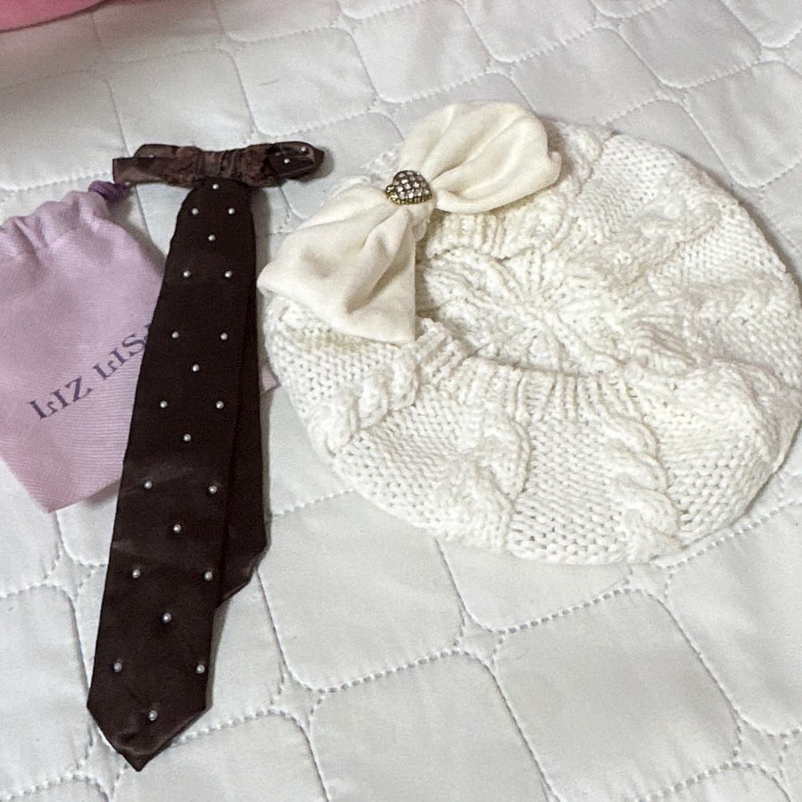 고전 리즈리사 넥타이브로치 + 리즈리사 아이보리 왕리본 베레모 상품이미지1